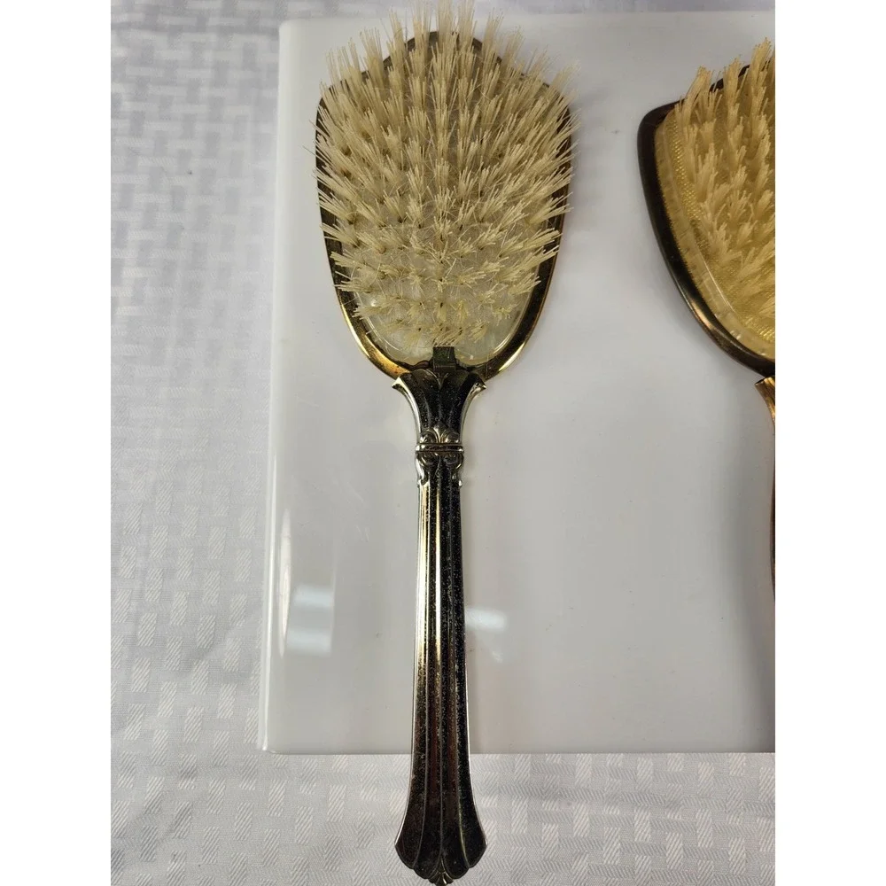 Vintage 2 Gold Tone  Vanity Brushes